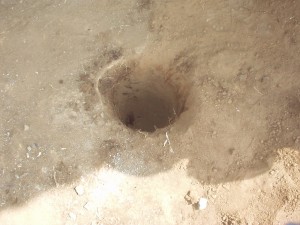 Holes we dug for posts to support the overhang at school in Nakuru Kenya