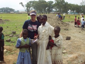 World Teacher Aid Donor Collette with local Kenyan students