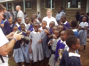 Brooke Justin and Garrett with Happy Kenyan students