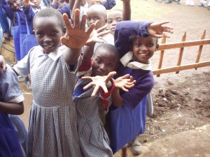 Excited students waiting for donations from World teacher aid in Kenya