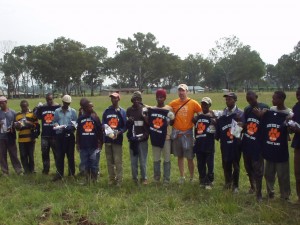 The Kenyan World Teacher Aid construction crew with their new Solvay Concert Band t-shirts