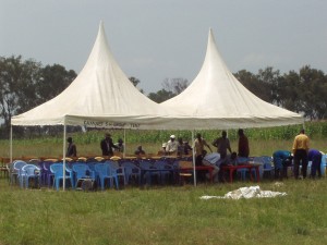 Tent set up for the World Teacher Aid Kenyan school dedication ceremony